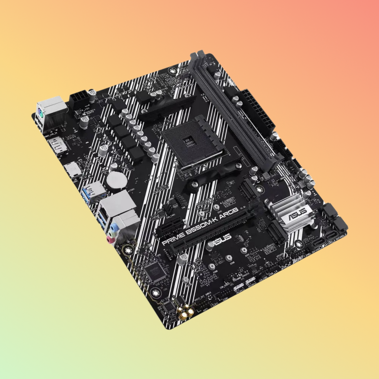 ASUS PRIME B550M-K ARGB Motherboard - AMD Socket AM4, AMD B550, 2 x DIMM Slots, DP,HDMI, 2 x M.2 slots, 128 Mb Flash ROM