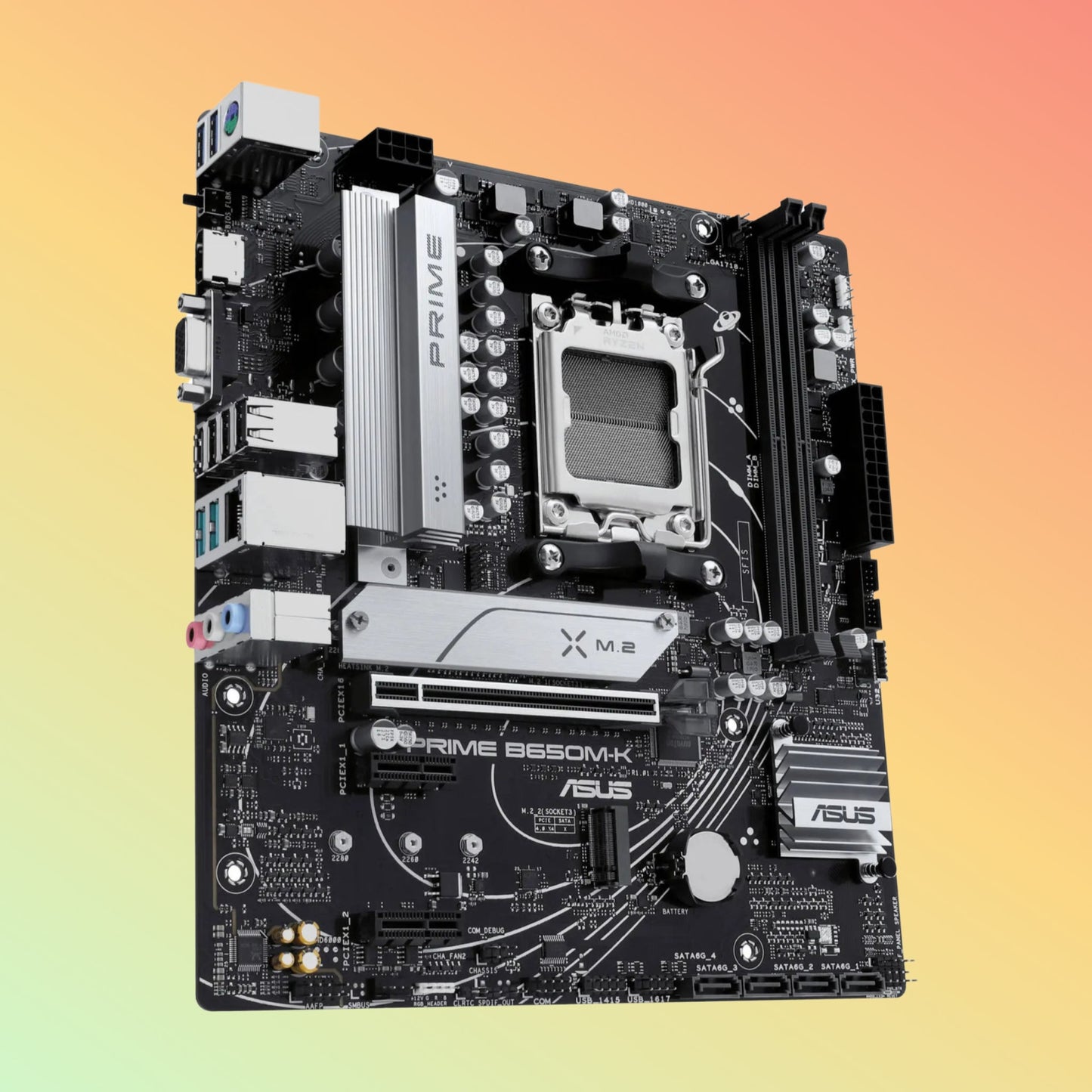ASUS PRIME B650M-K Motherboard - AMD Socket AM5, B650, 2 x DIMM, VGA, HDMI, USB 3.2 Gen, 2 x M.2 slots, 256 MB Flash ROM