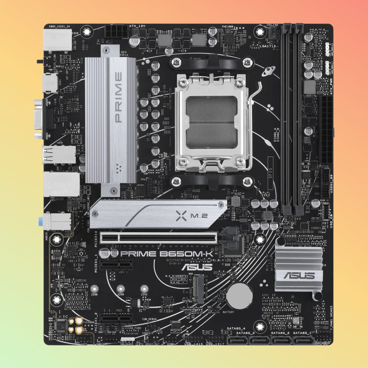 ASUS PRIME B650M-K Motherboard - AMD Socket AM5, B650, 2 x DIMM, VGA, HDMI, USB 3.2 Gen, 2 x M.2 slots, 256 MB Flash ROM