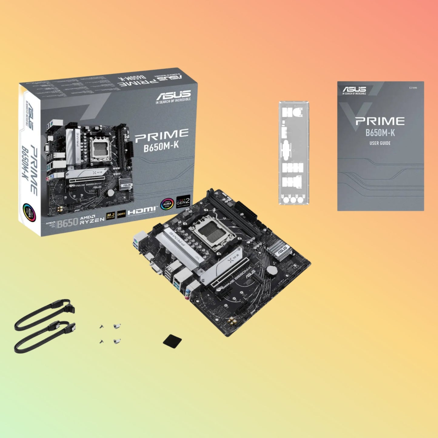ASUS PRIME B650M-K Motherboard - AMD Socket AM5, B650, 2 x DIMM, VGA, HDMI, USB 3.2 Gen, 2 x M.2 slots, 256 MB Flash ROM
