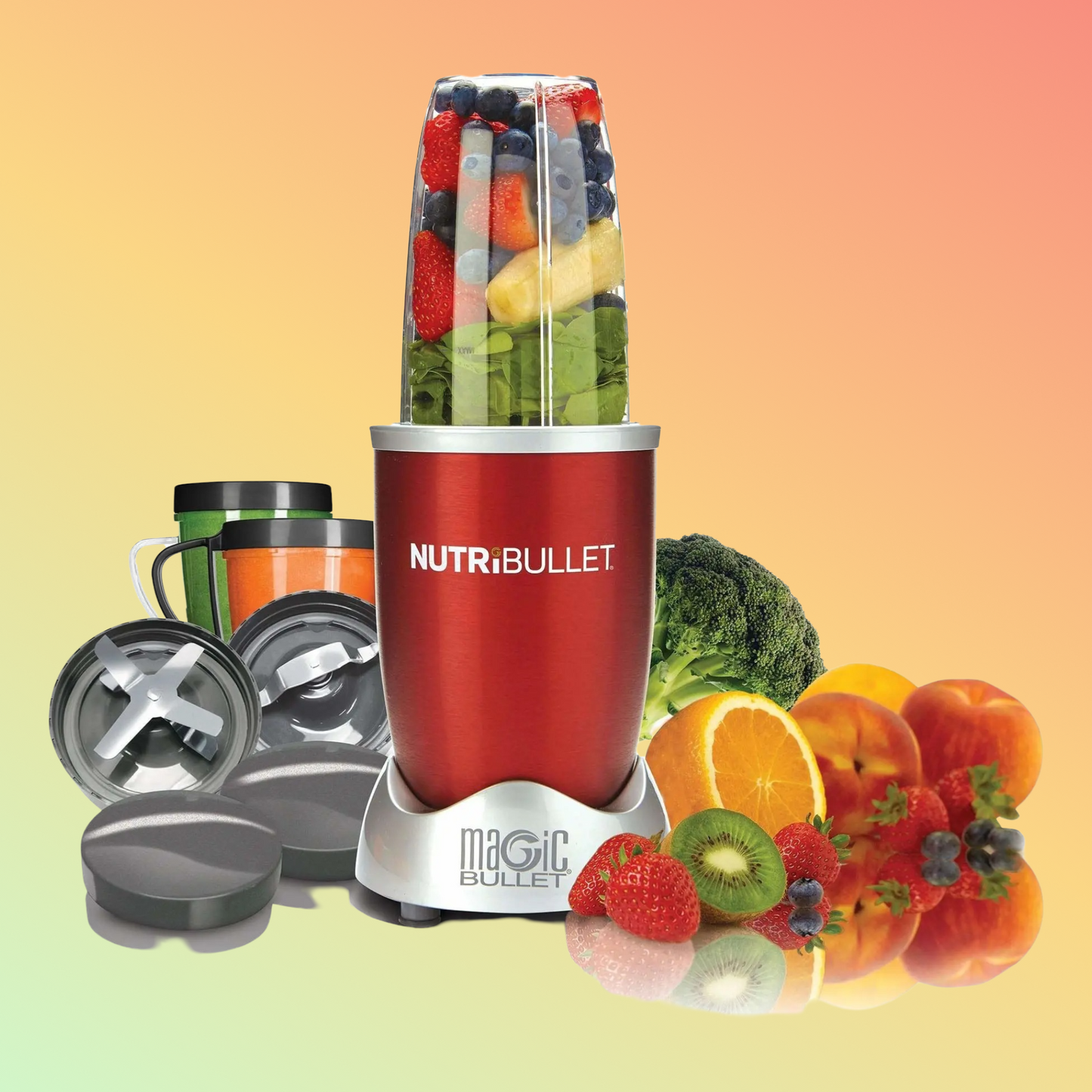 NutriBullet 9-Piece High-Speed Blender/Mixer System 600 Watts, Red