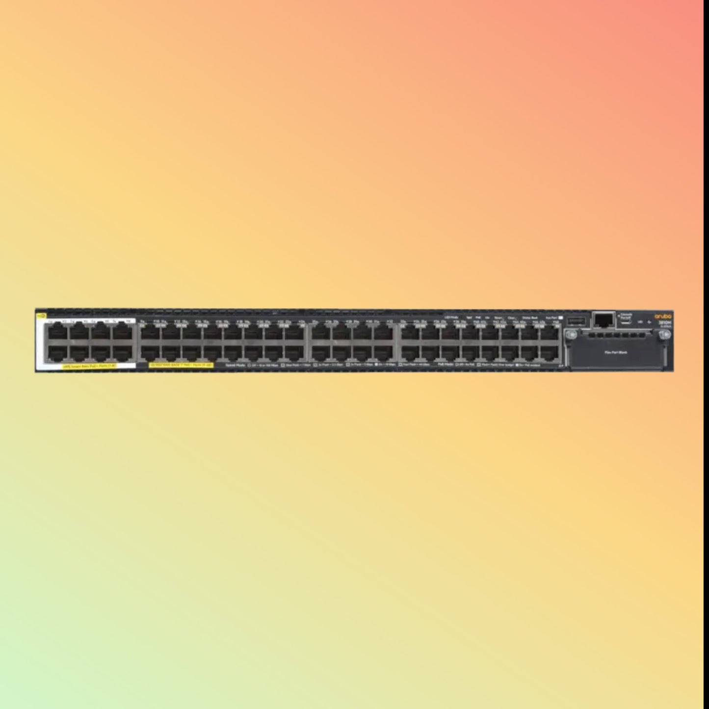 HPE Aruba 3810M (JL430A) Switch - 48 x Gigabit Ethernet Port, 16 x 1/10GbE SFP+ ports, 8 x HPE Smart Rate Multi-Gigabit (1/2.5/5/10GBASE-T) ports, PoE/PoE+