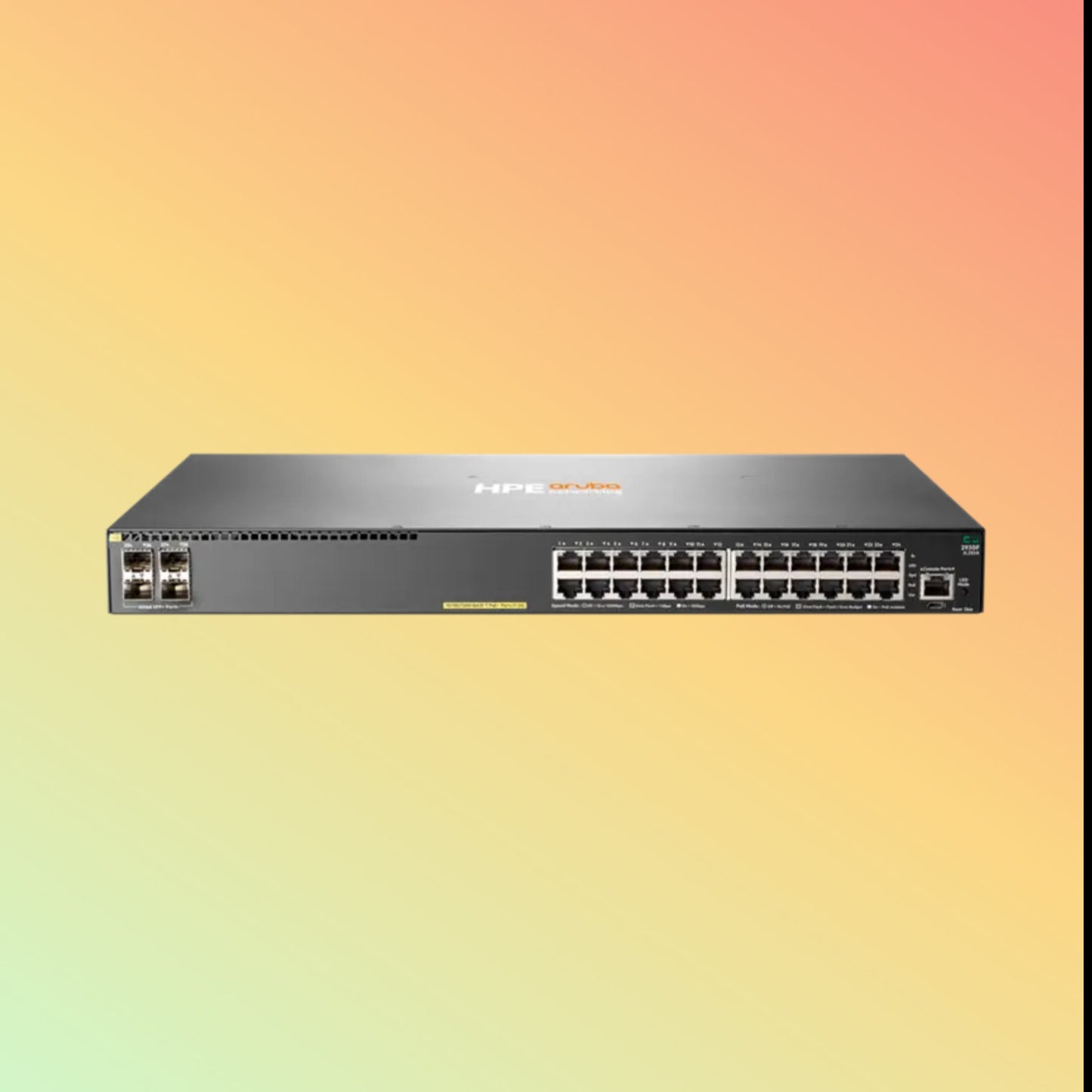 HPE Aruba 2930F (JL255A) Switch - 24 x Gigabit Ethernet PoE+ Ports, 4 x SFP+ 1/10GbE Ports