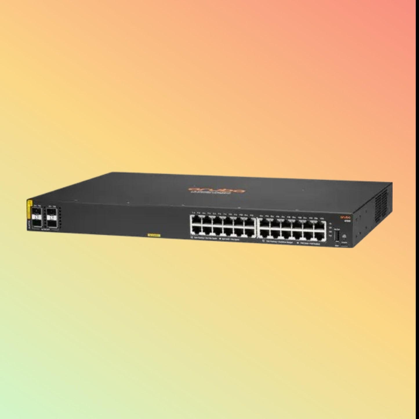 HPE Aruba CX 6100 (JL677A) Switch - 24 x Gigabit Ethernet PoE+ Ports RJ45, 4 x SFP+ 10 GbE WAN, 1 x USB-C