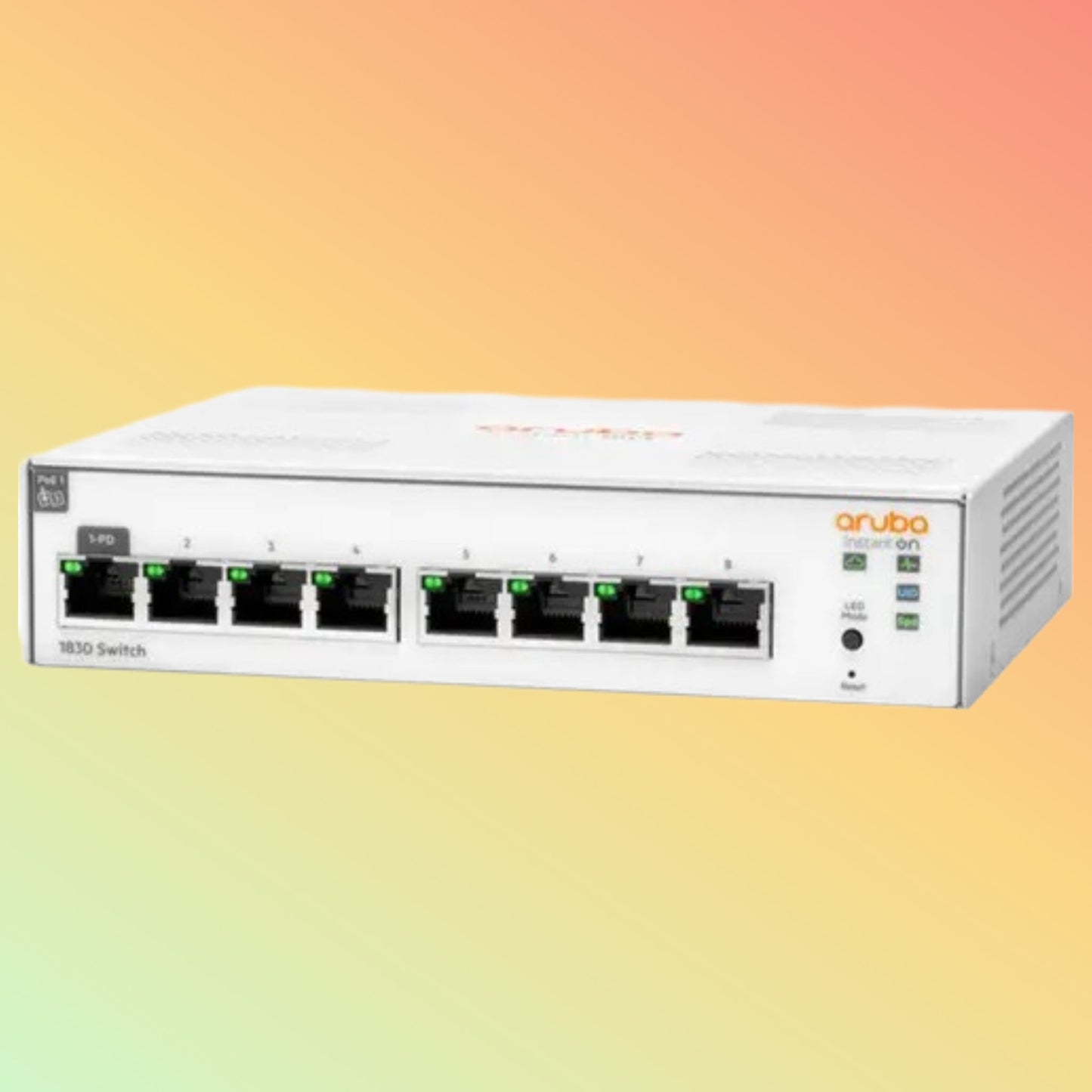 HPE Aruba Instant On 1830 (JL810A) Switch - 7 x Gigabit Ethernet Ports RJ45, 1 x Gigabit Ethernet PoE Ports RJ45
