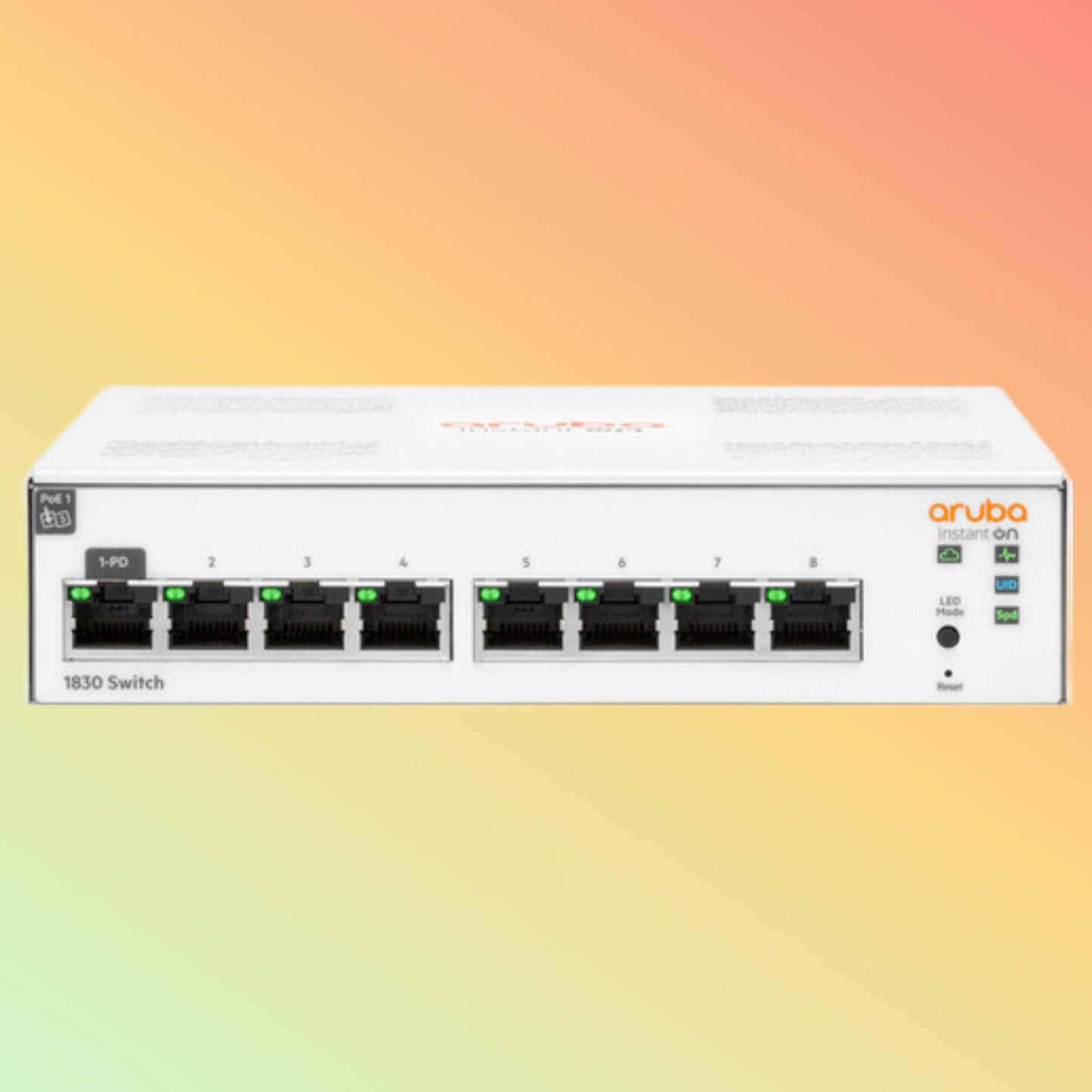 HPE Aruba Instant On 1830 (JL810A) Switch - 7 x Gigabit Ethernet Ports RJ45, 1 x Gigabit Ethernet PoE Ports RJ45
