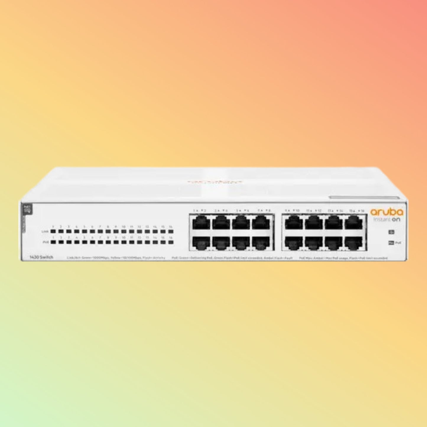 HPE Aruba Instant On 1430 (R8R48A) Switch - 16 x Gigabit Ethernet PoE++ Ports RJ45 (100 W, 802.3bt Type 4)