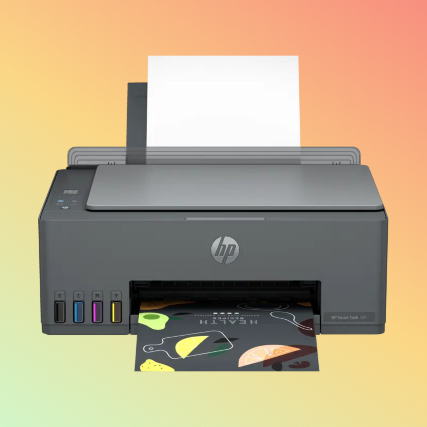 HP SMART TANK 581 Printer - Wireless, A4, Print Copy Scan, 12 ppm, 1200 x 1200 rendered dpi Resolution, 3,000 Pages Duty Cycle, Black and Color
