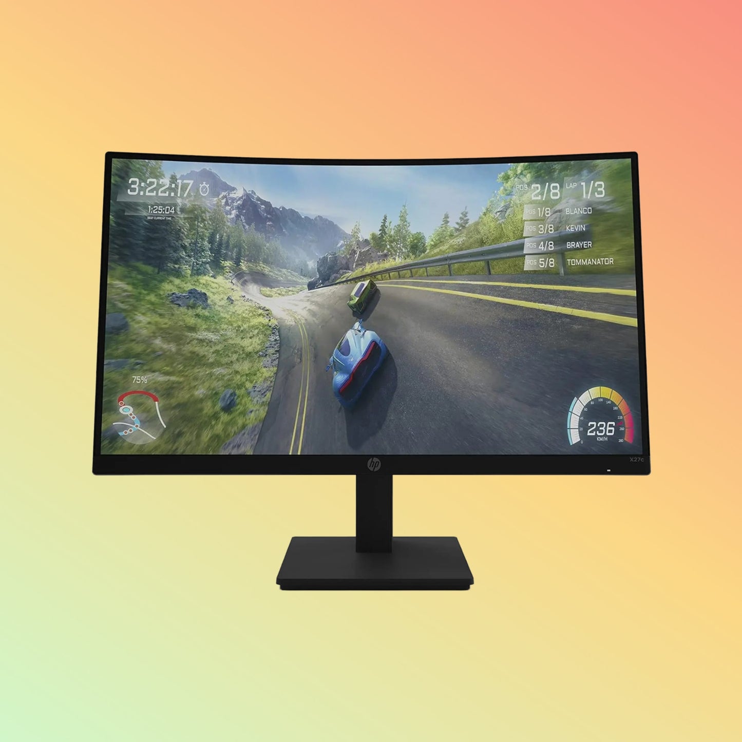 HP X27C Curved Gaming Monitor - 27" FHD (1920 x 1080), VA, DP, HDMI, 350 nits, 165 Hz