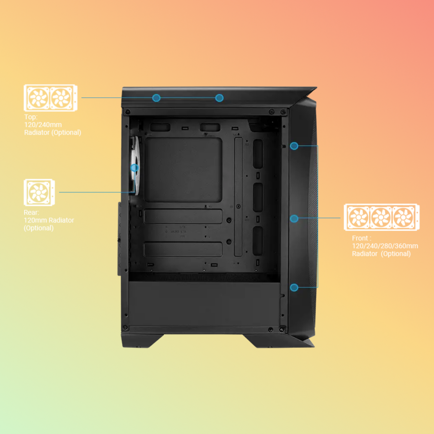 AeroCool Aero One Duo ARGB Mid Tower Case - ATX, micro ATX, mini-ITX