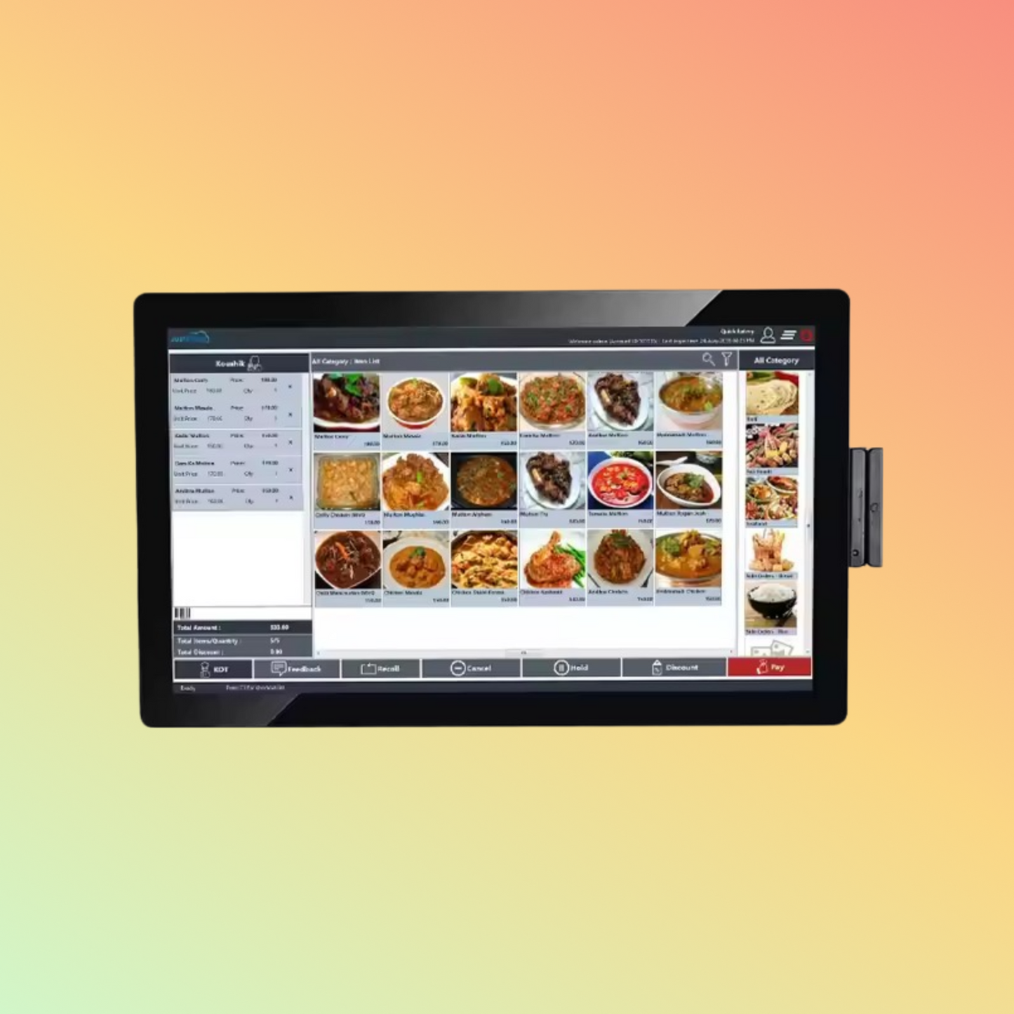 Wall mount true flat android industrial panel 21.5 Inch pc pos systems for restaurants