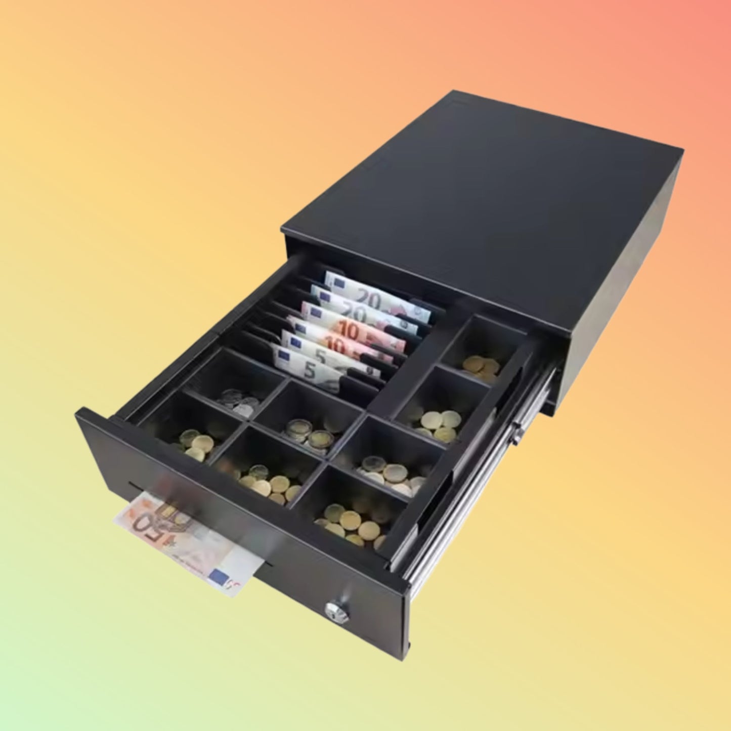 MAKEN SK-325HB High End Slide Money Box Adjustable 8 Bills/8Coins Secure Standard Cash Drawer Box