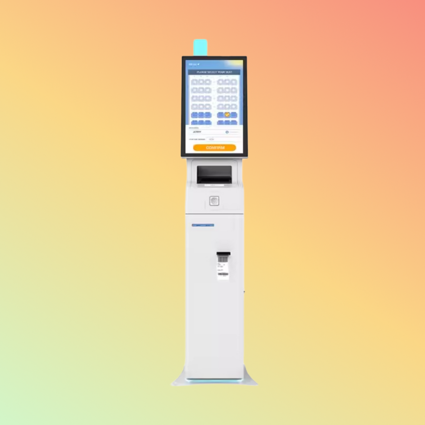 MAKEN 21.5" Airport Lobby Option Boarding Pass Printing Kiosk Passport Reader Airport Check In Self Service Kiosk