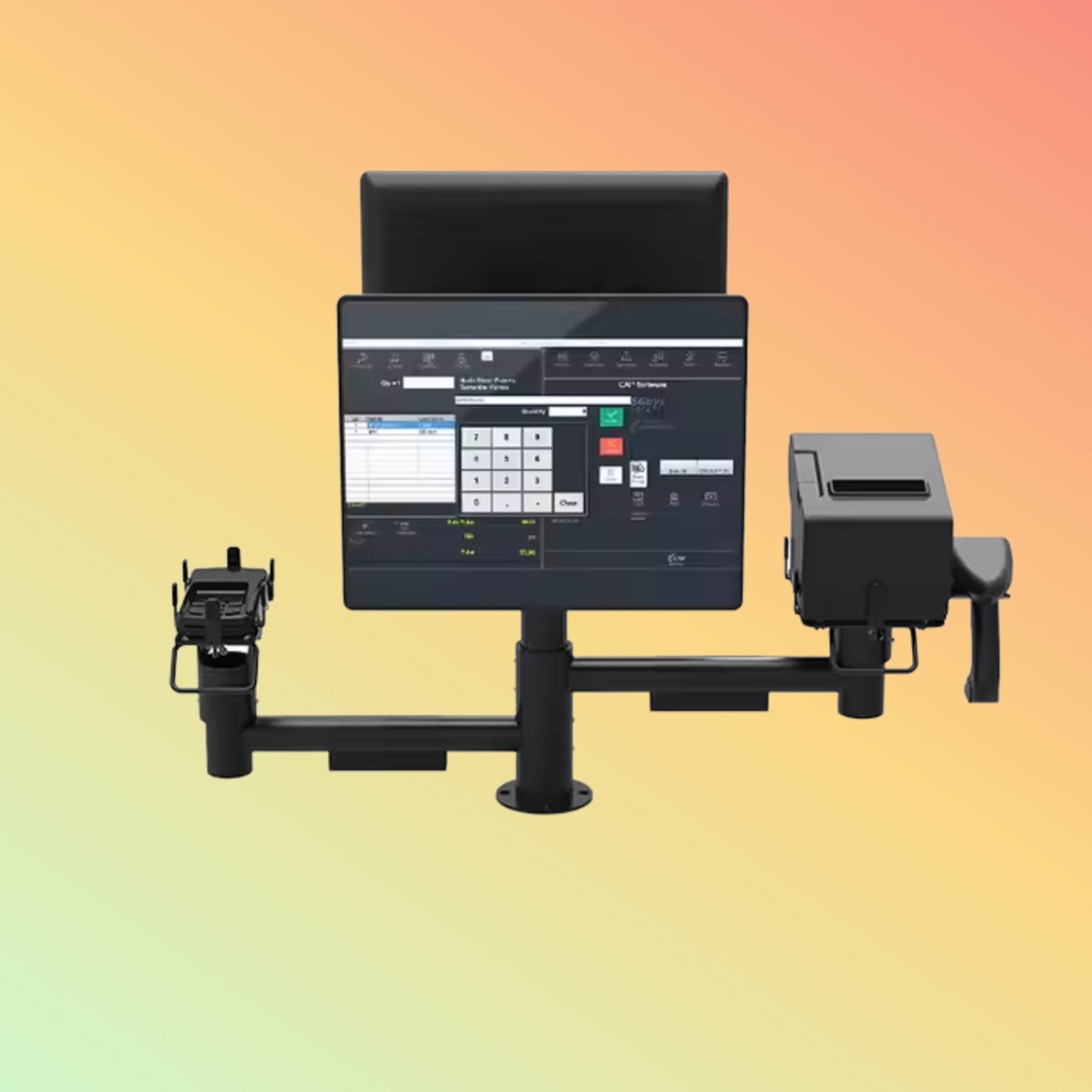 MAKEN Dual Screen Stand Commercial Display Pos Monitor Mount Pos Machine Stand Pole Mounting Solutions