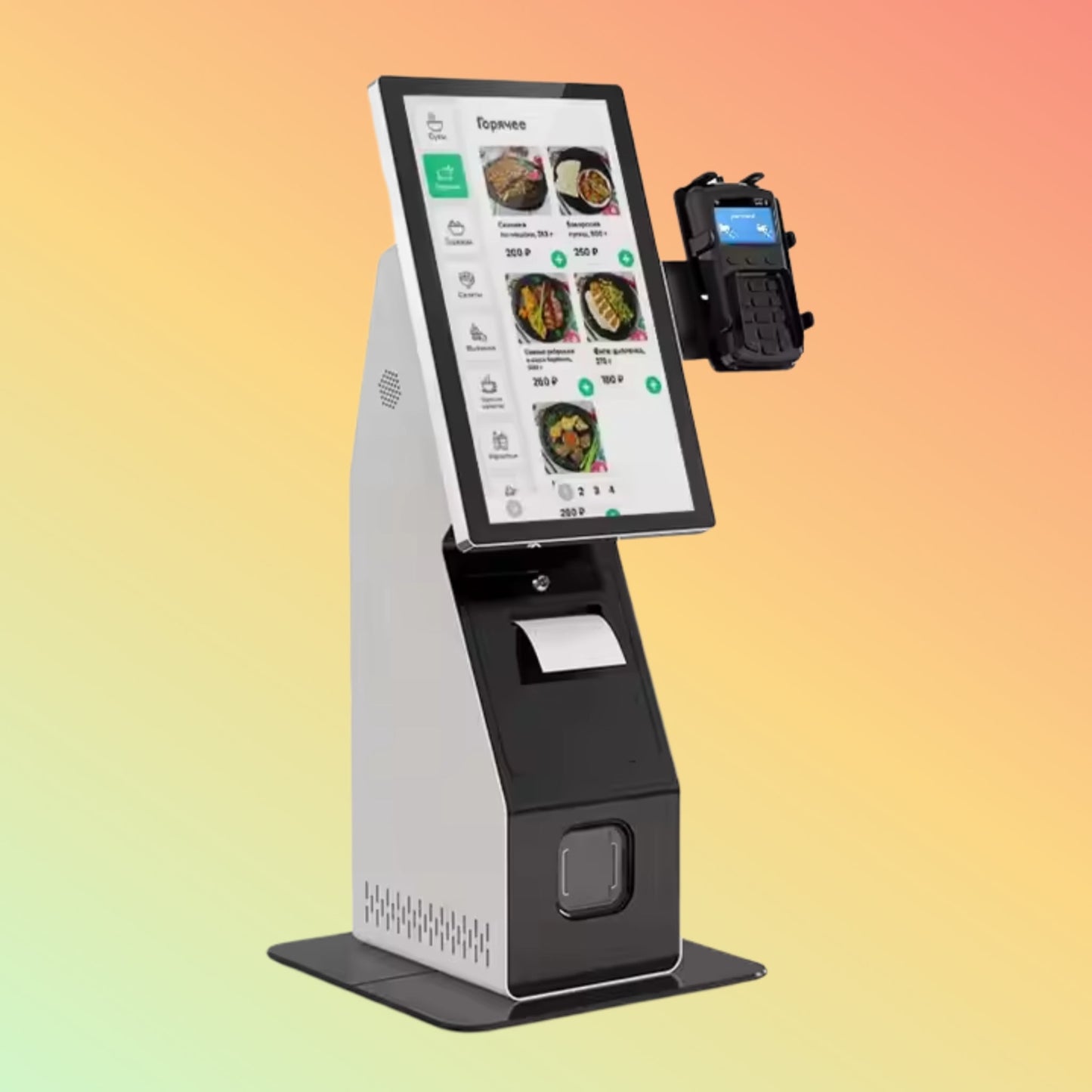 MAKEN 15.6 Inches Touch Screen Countertop Kiosk POS Payment Terminal Self Service Ordering POS Payment Kiosk