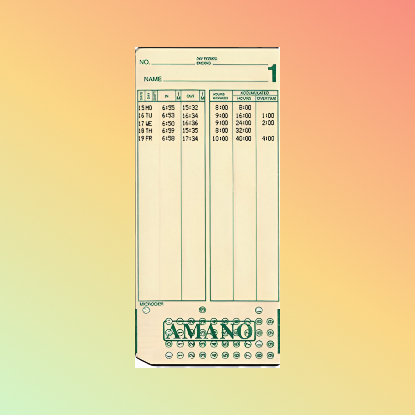 MJR 8000/8500 Time Cards