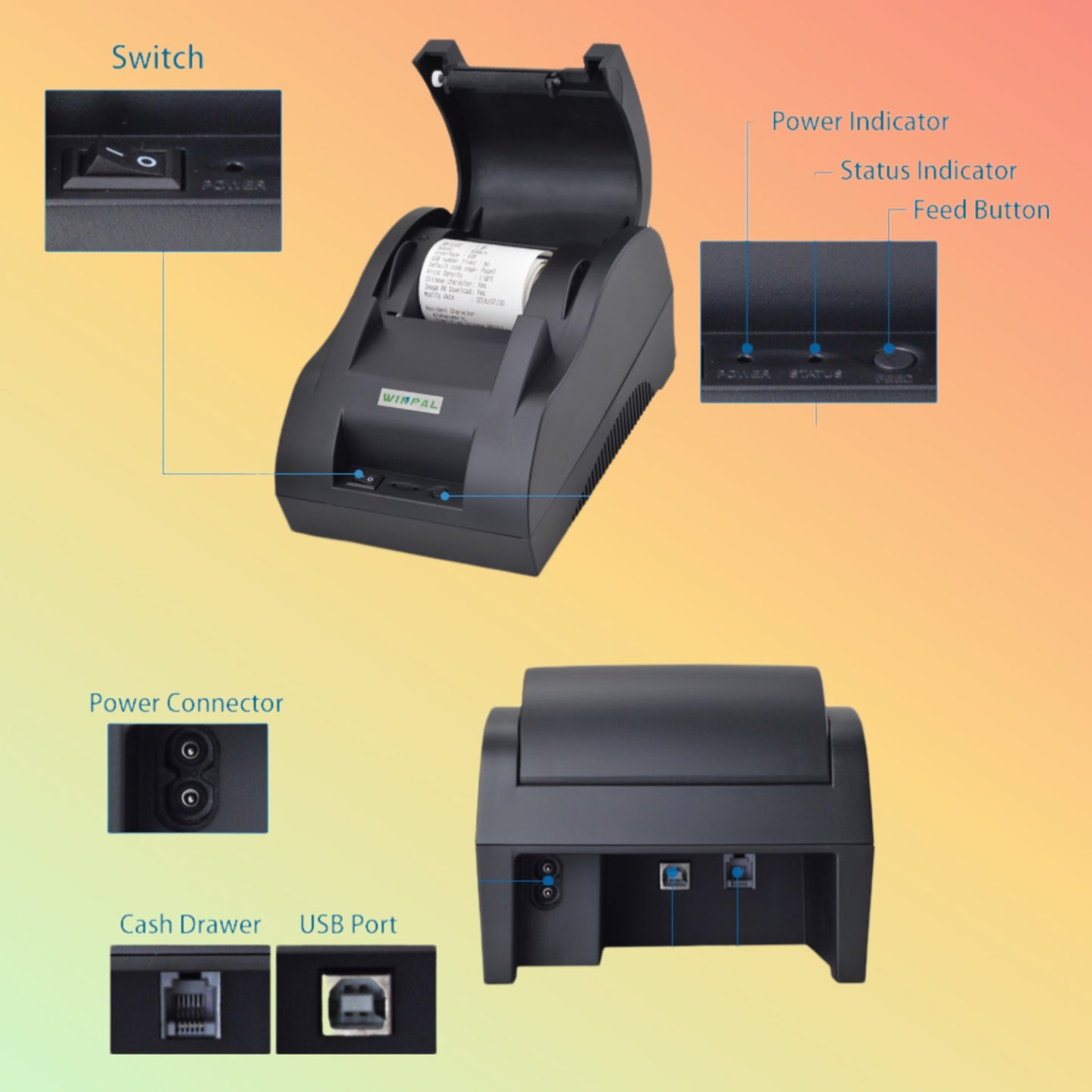 Winpal WP-T2C 58mm Thermal Receipt Printer