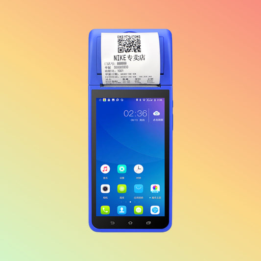 Ibocode Mobile POS Terminal, Bluetooth Handheld, 58mm Thermal Printer, Barcode Scanner