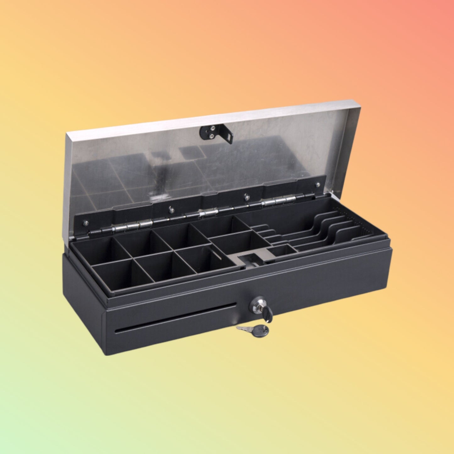 Ibocode Adjustable Cash Drawer, Stainless Steel, Bill/Coin Tray, POS Compatible