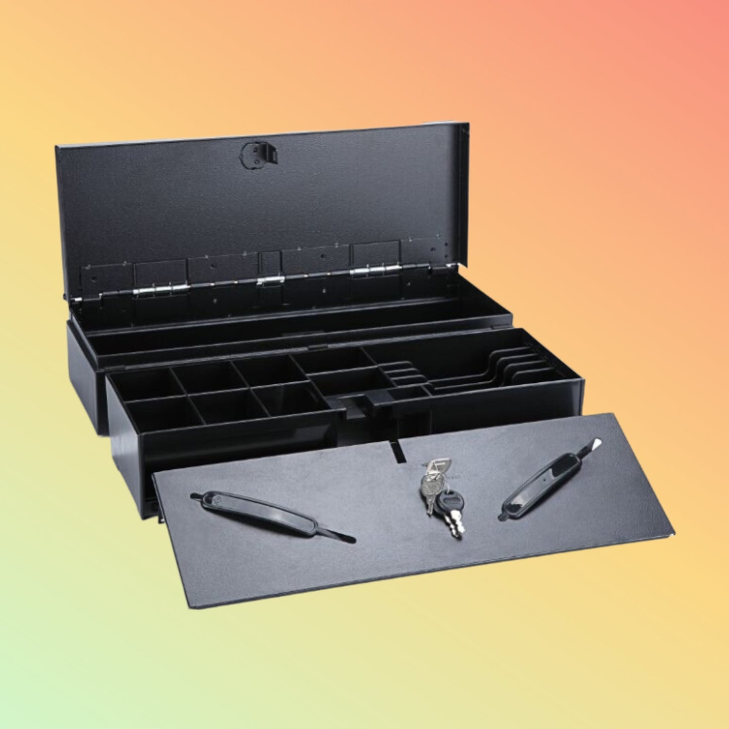 Ibocode Adjustable Cash Drawer, Stainless Steel, Bill/Coin Tray, POS Compatible