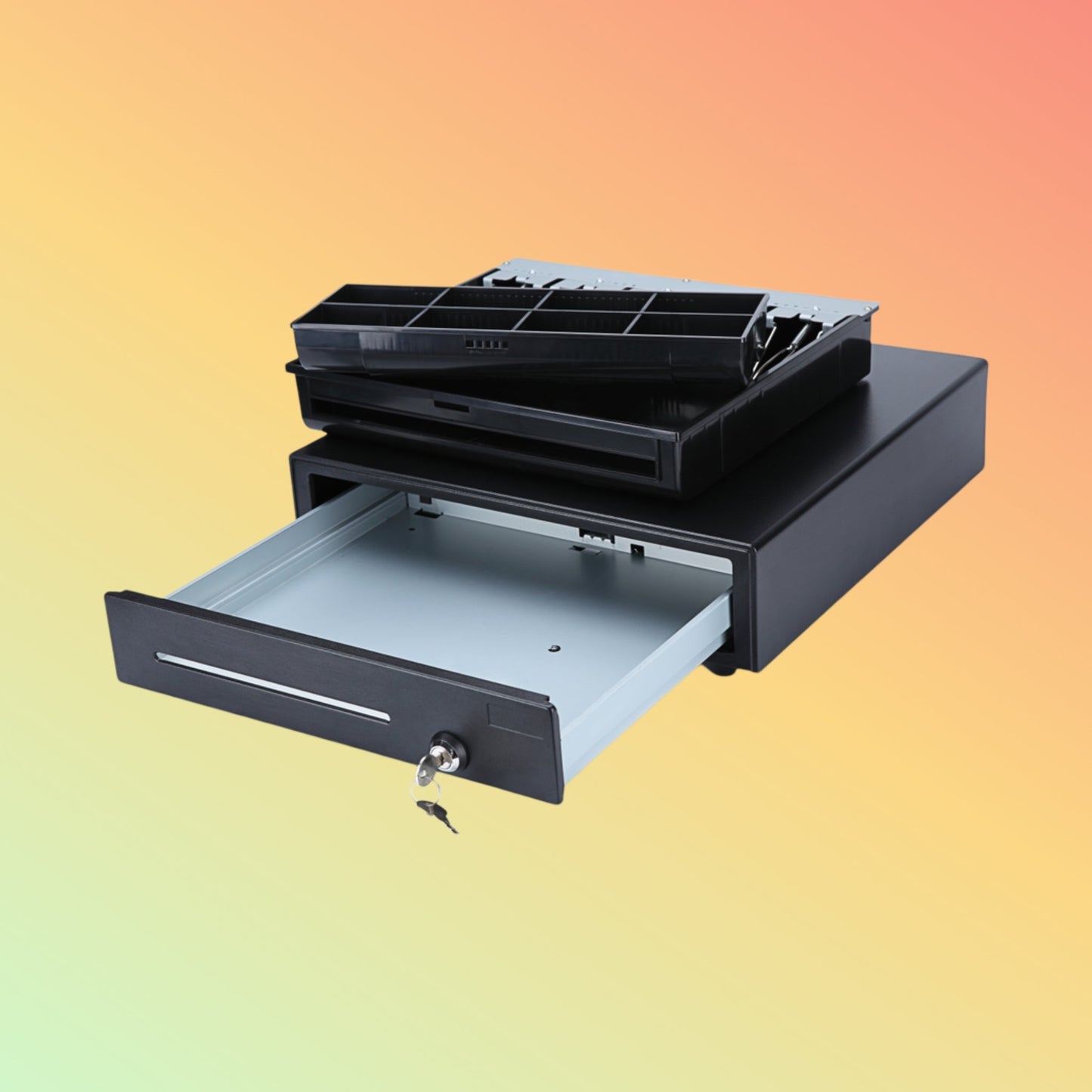 Ibocode Heavy-Duty Cash Drawer with Lock and Removable Tray, POS Printer Compatible