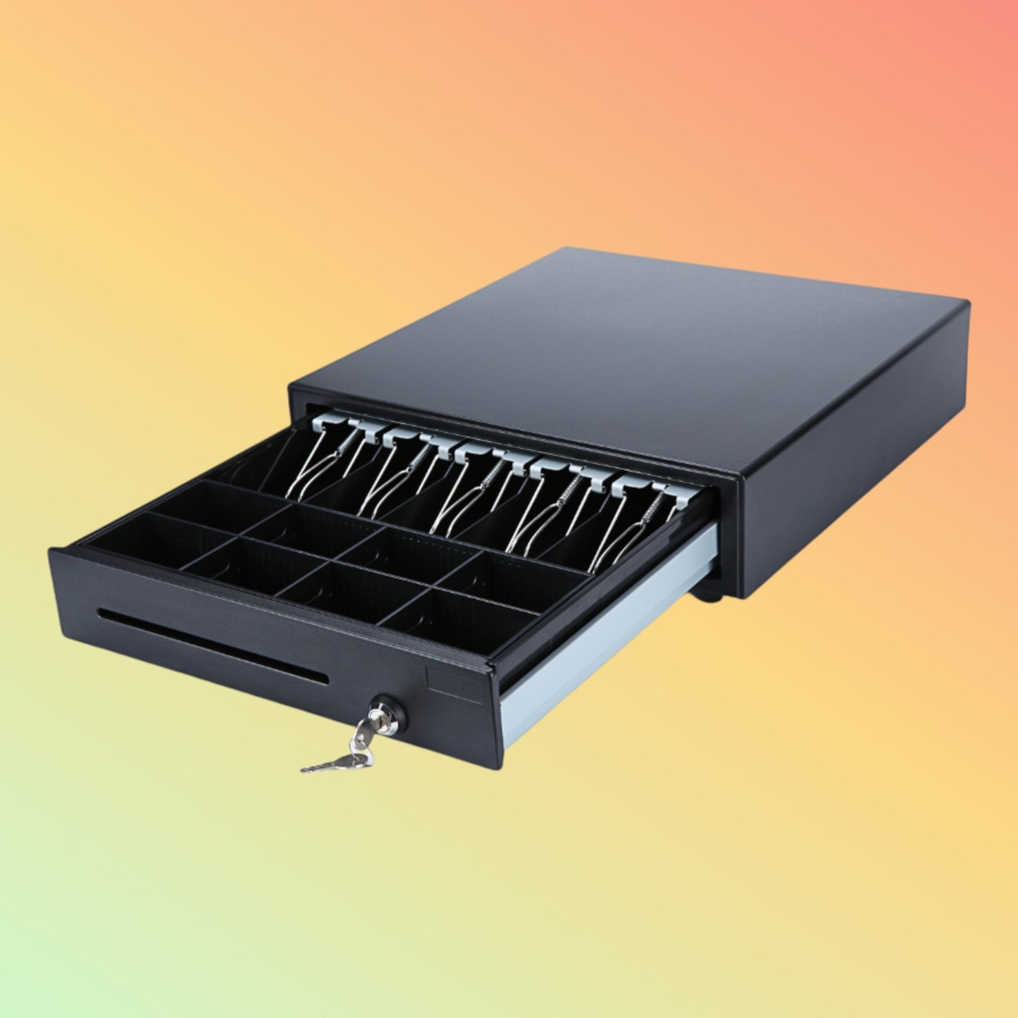 Ibocode Heavy-Duty Cash Drawer with Lock and Removable Tray, POS Printer Compatible