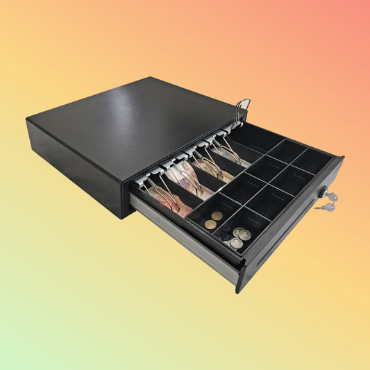 Ibocode Heavy-Duty Cash Drawer with Lock and Removable Tray, POS Printer Compatible