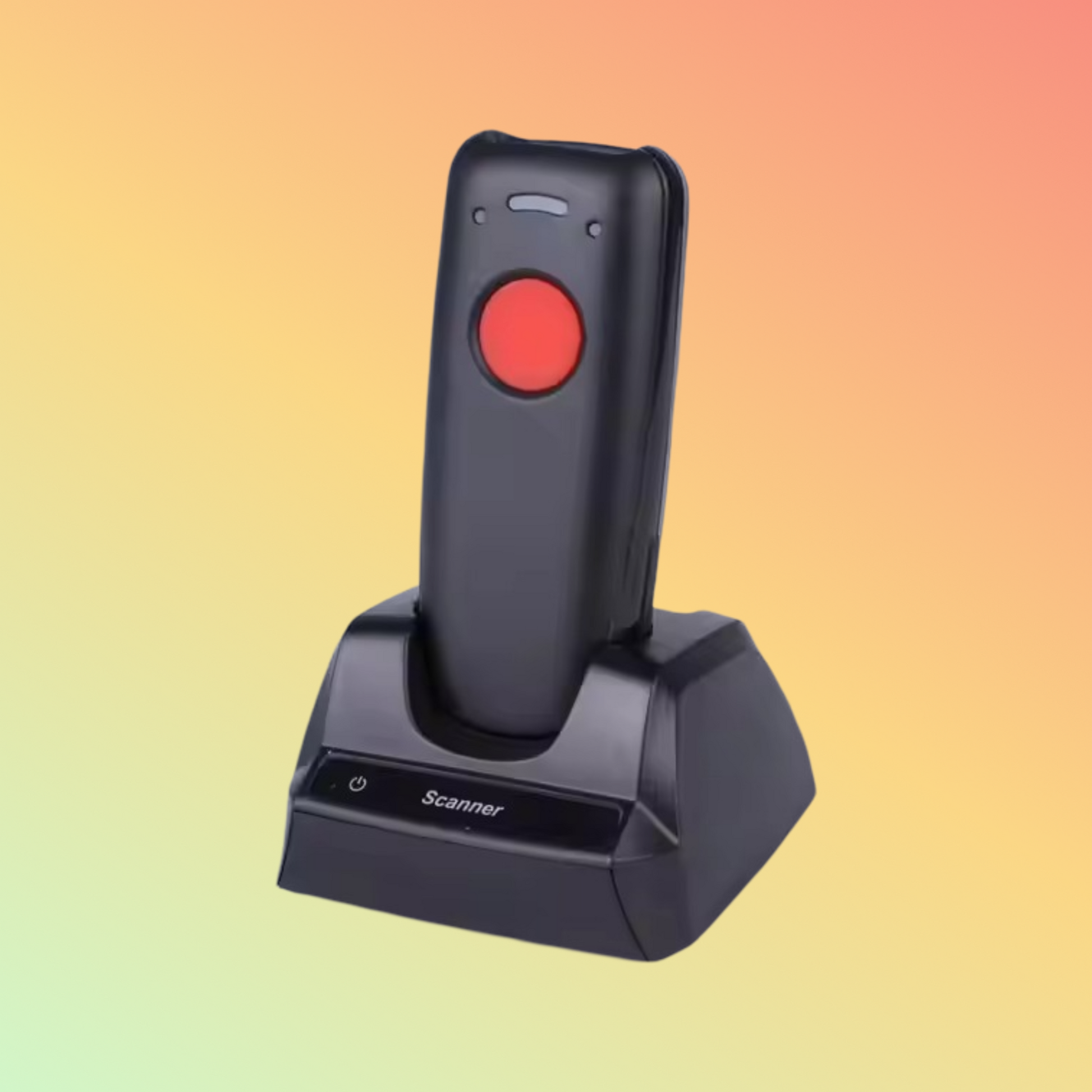Compact Scanhero wireless CCD barcode scanner with Bluetooth connectivity, ideal for use with iOS and Android smartphones.