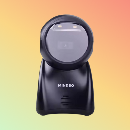 Mindeo USB wired barcode scanner, capable of reading 1D, 2D, QR, and PDF codes efficiently.