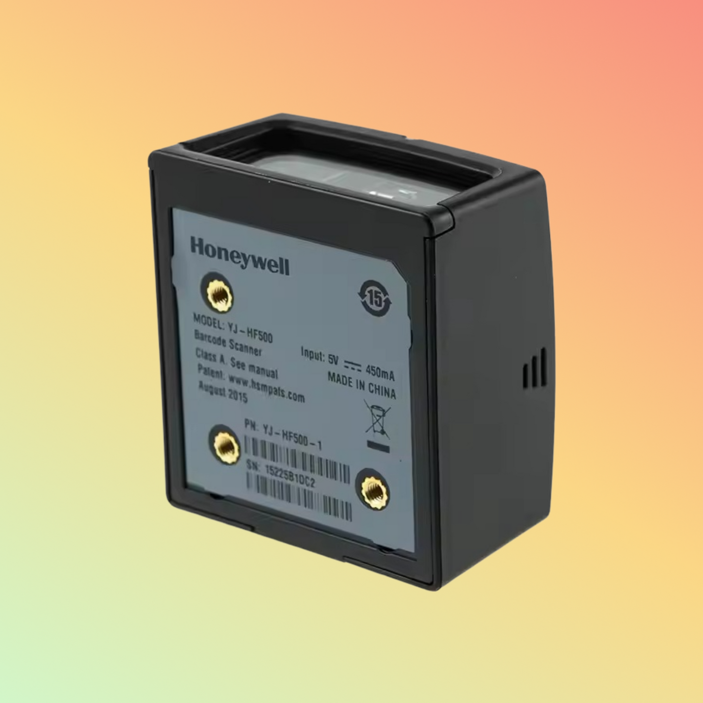 Compact Honeywell HF500 scanner, utilizes advanced imaging technology for precise 2D barcode reading