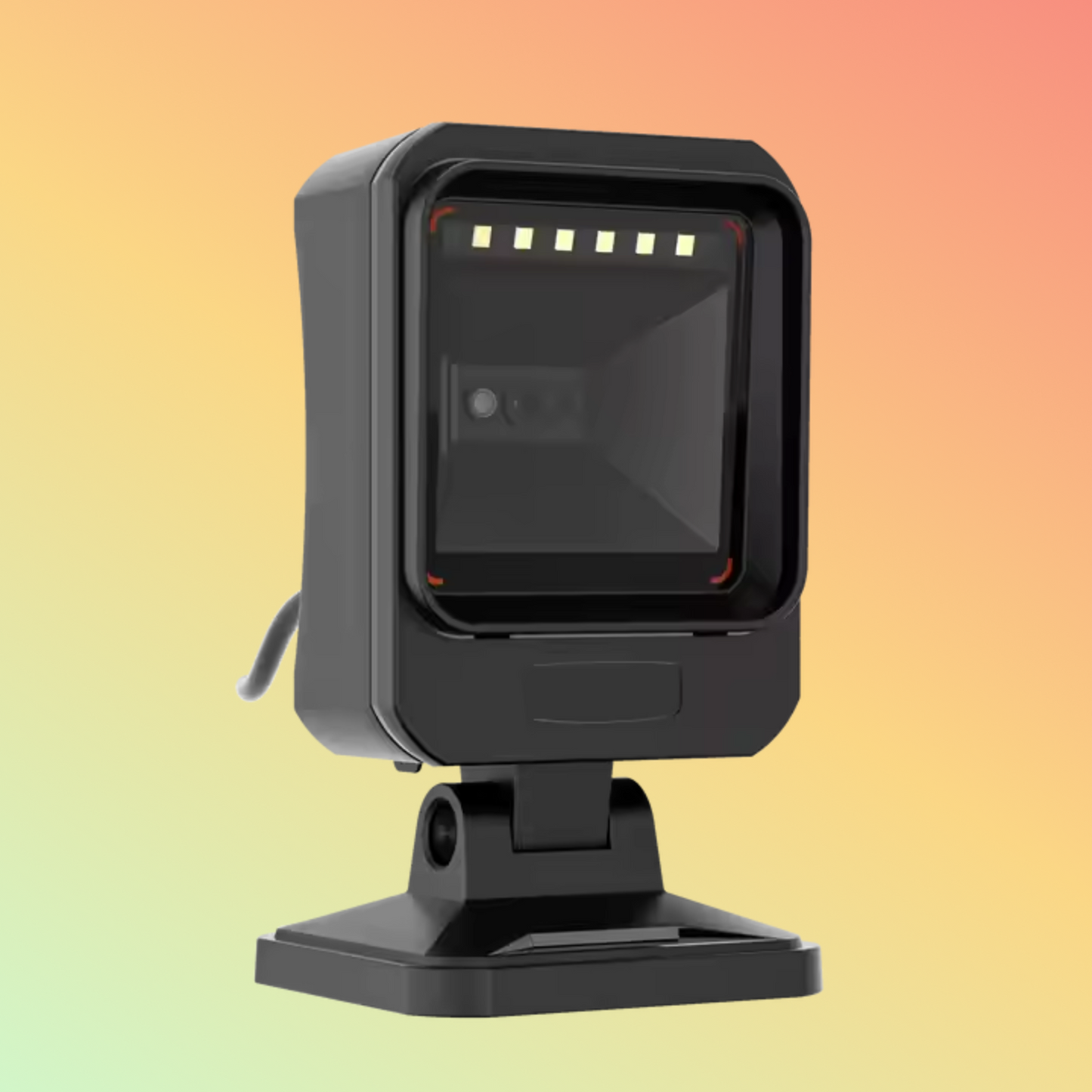 Compact Honeywell Genesis XP 7680g USB scanner for desktop use, supports both 1D and 2D QR code scanning