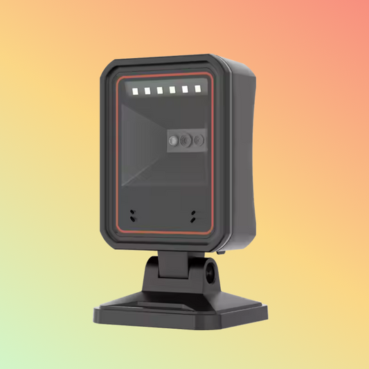 Honeywell Genesis XP 7680g desktop scanner, USB connected, capable of scanning 1D and 2D QR codes efficiently