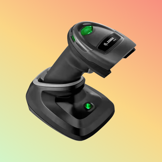 ZEBRA DS2278 wireless handheld barcode scanner, supports 1D and 2D codes, includes USB connectivity for versatile use.