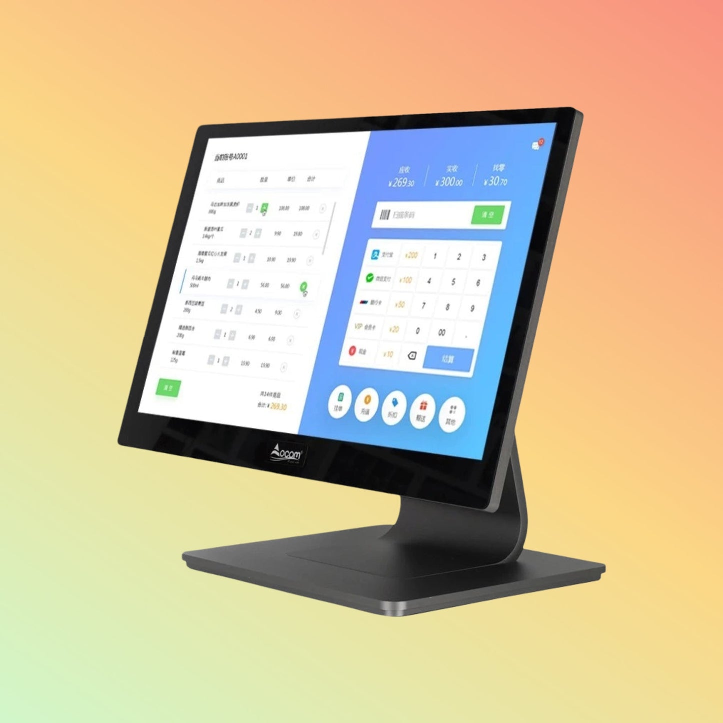 Ocom (POS-1562) 15.6-inch Windows/Android Super Slim Die-cast Aluminum Touch POS Terminal