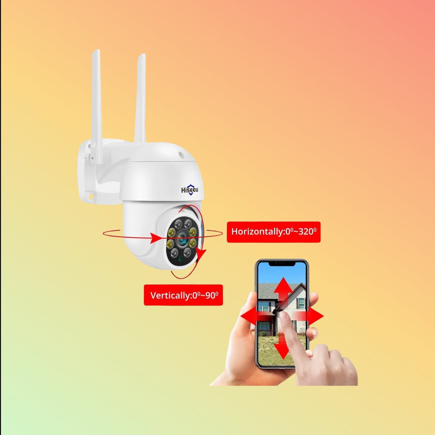 Hiseeu 5MP PTZ 𝟯𝟲𝟬° 𝙑𝙞𝙚𝙬 Security Camera Outdoor with IP66 Waterproof