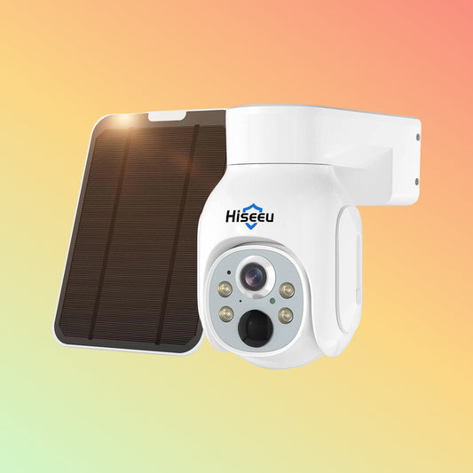 Hiseeu 4MP Solar PTZ 360° View Wireless Battery Camera WIth No Monthly Fee Color Night Vision