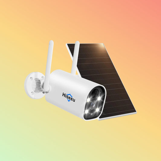 Hiseeu 4MP Solar Battery Powered Security Camera Outdoor with IP66 Waterproof