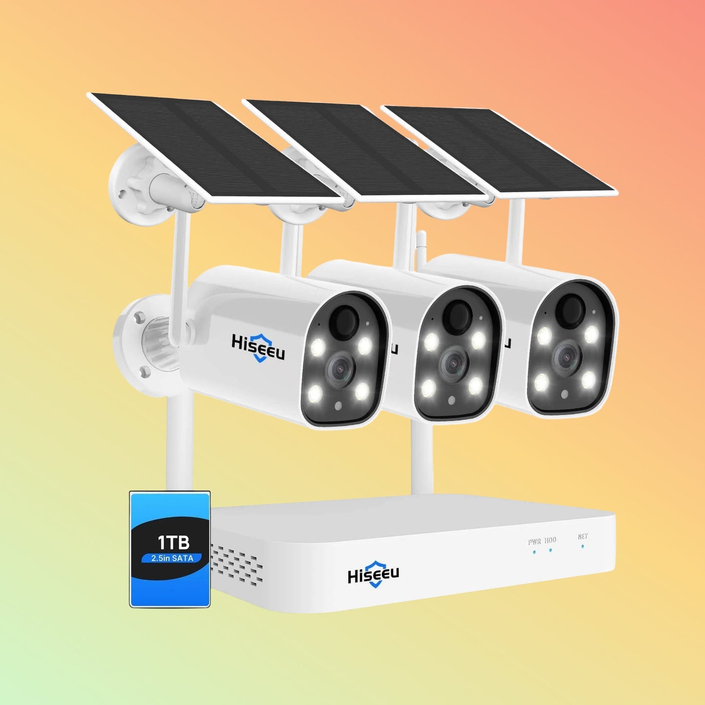 Hiseeu 4MP Solar Wireless Security System – AI, 4K NVR, 1TB, 10CH