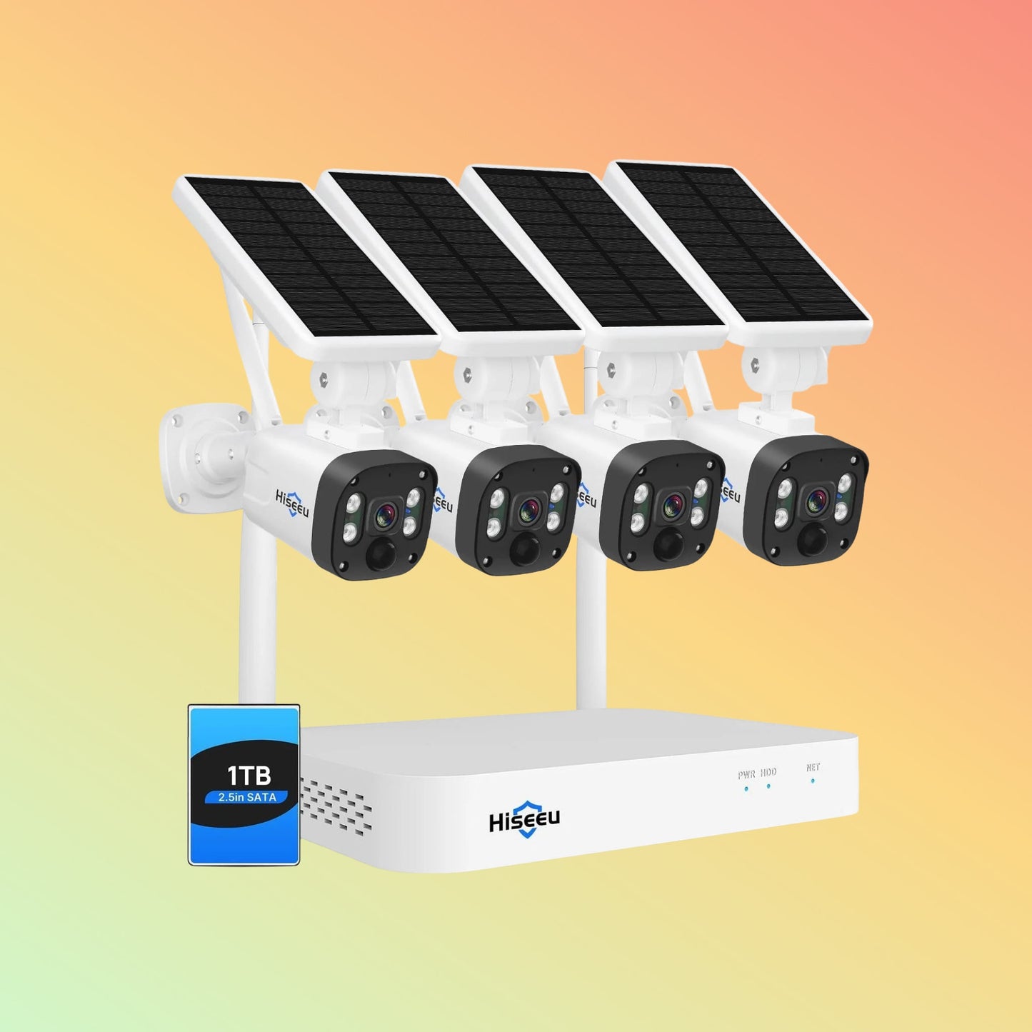 Hiseeu [10CH HD 4K NVR, 4MP Spotlight]Solar Wireless Security Camera System, Outdoor Home Surveillance