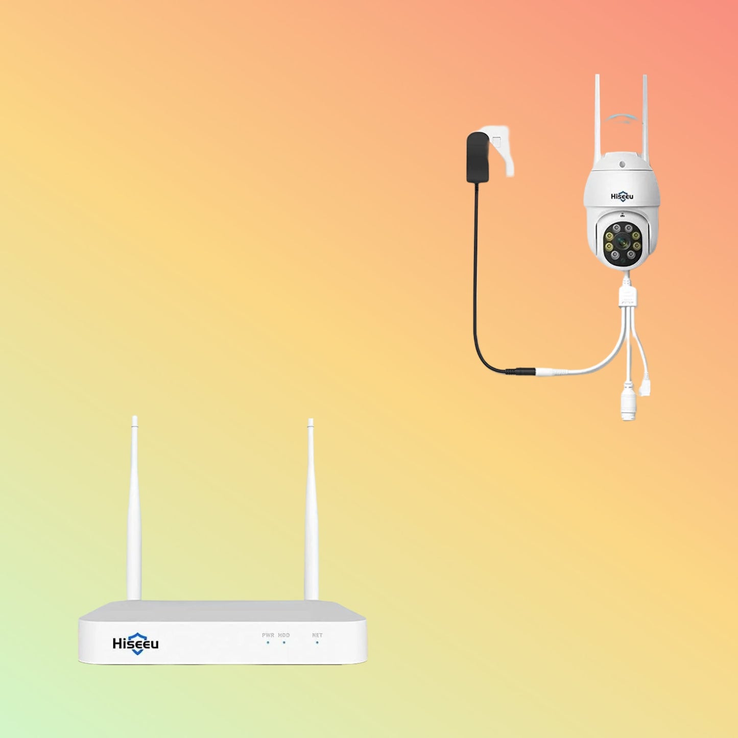 Hiseeu [Wireless , Expandable 10Channels] 2K PTZ Home Security Camera System BUILD-IN 1T HDD