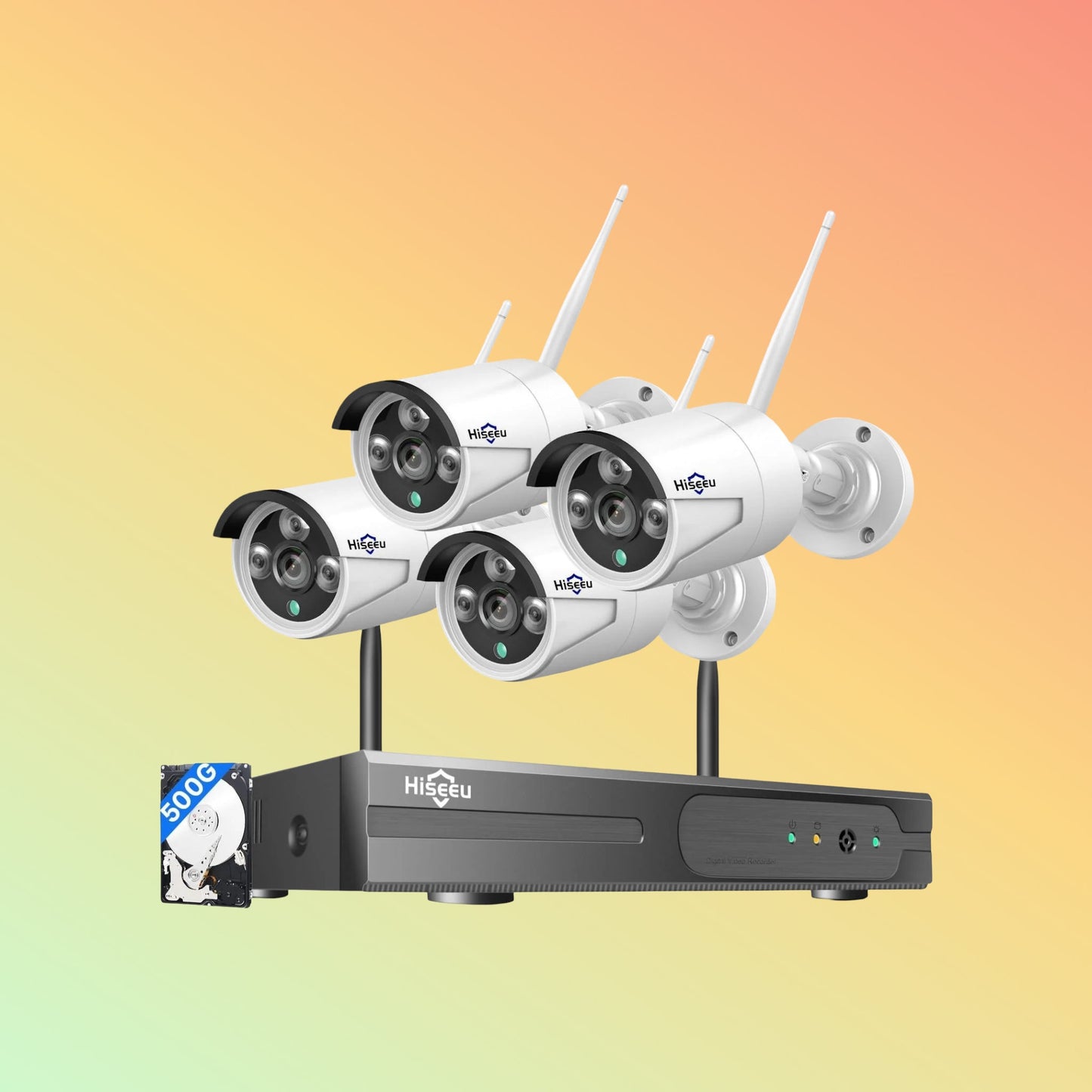 Hiseeu [Wireless Pro, 100ft Range,Expandable 16Channels 4K NVR] 5MP Wireless Security Camera System BUILD-IN HDD