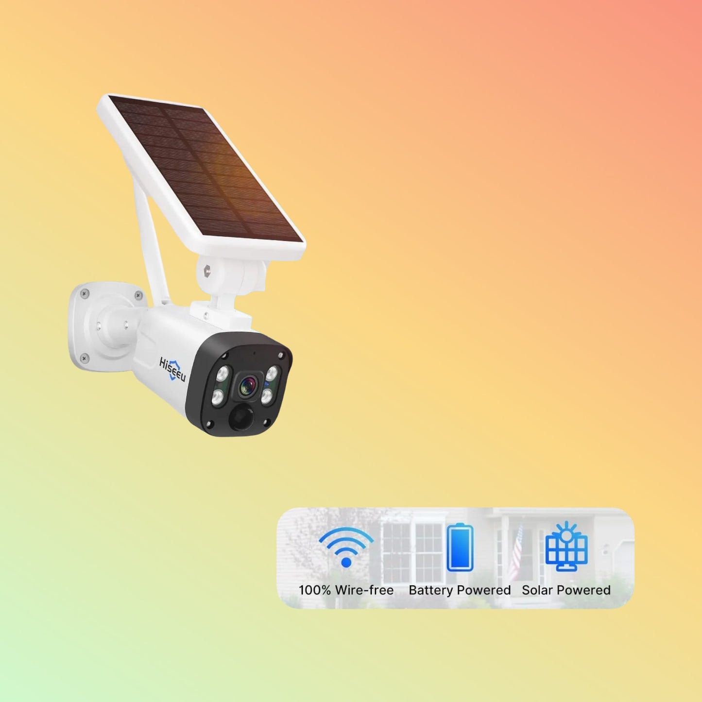 Hiseeu [Wireless , Expandable 10Channels 10in"Monitor NVR] 4MP Solar Security Camera System BUILD-IN 1T HDD