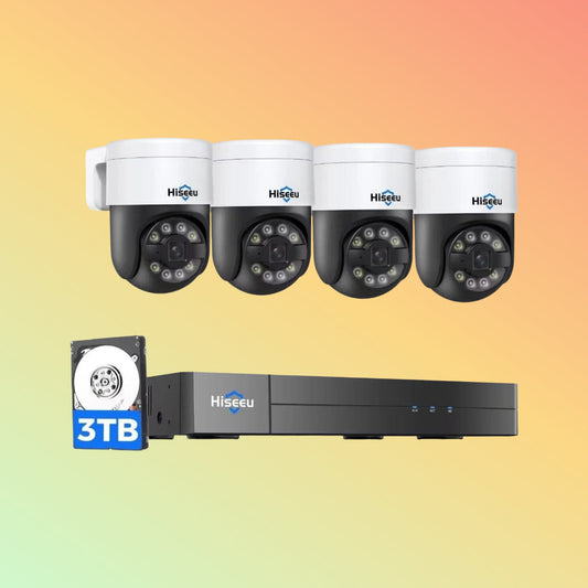 Hiseeu 5MP PTZ PoE Security System – 4K NVR, 16CH, 3TB HDD, 24/7 Record