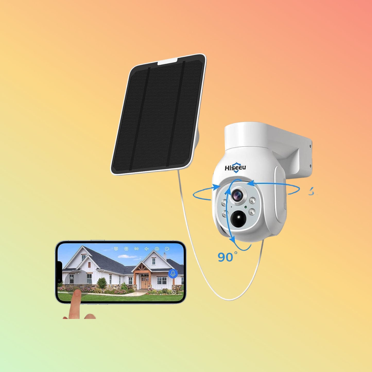 Hiseeu 4MP Solar PTZ 360° View Wireless Battery Camera WIth No Monthly Fee Color Night Vision