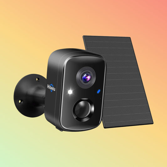 Hiseeu 4MP Solar Battery Powered WiFi Smart Wireless Battery Camera With 2-Way Audio(Black）
