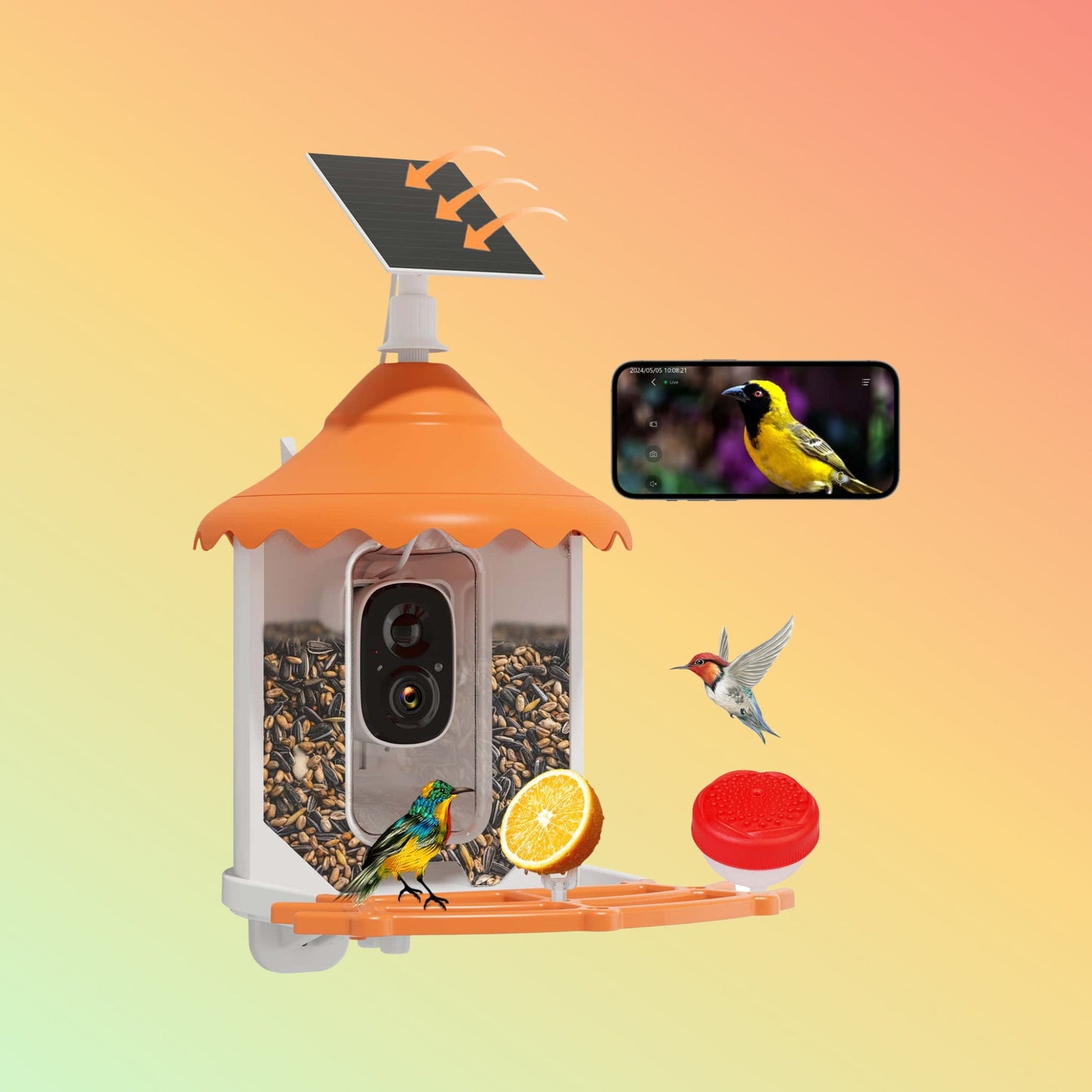 Hiseeu 2K 3MP Bird Feeder with IP66 Waterproof Camera, 2.5L Large Capacity,AI Identify 11000+ Birds Species
