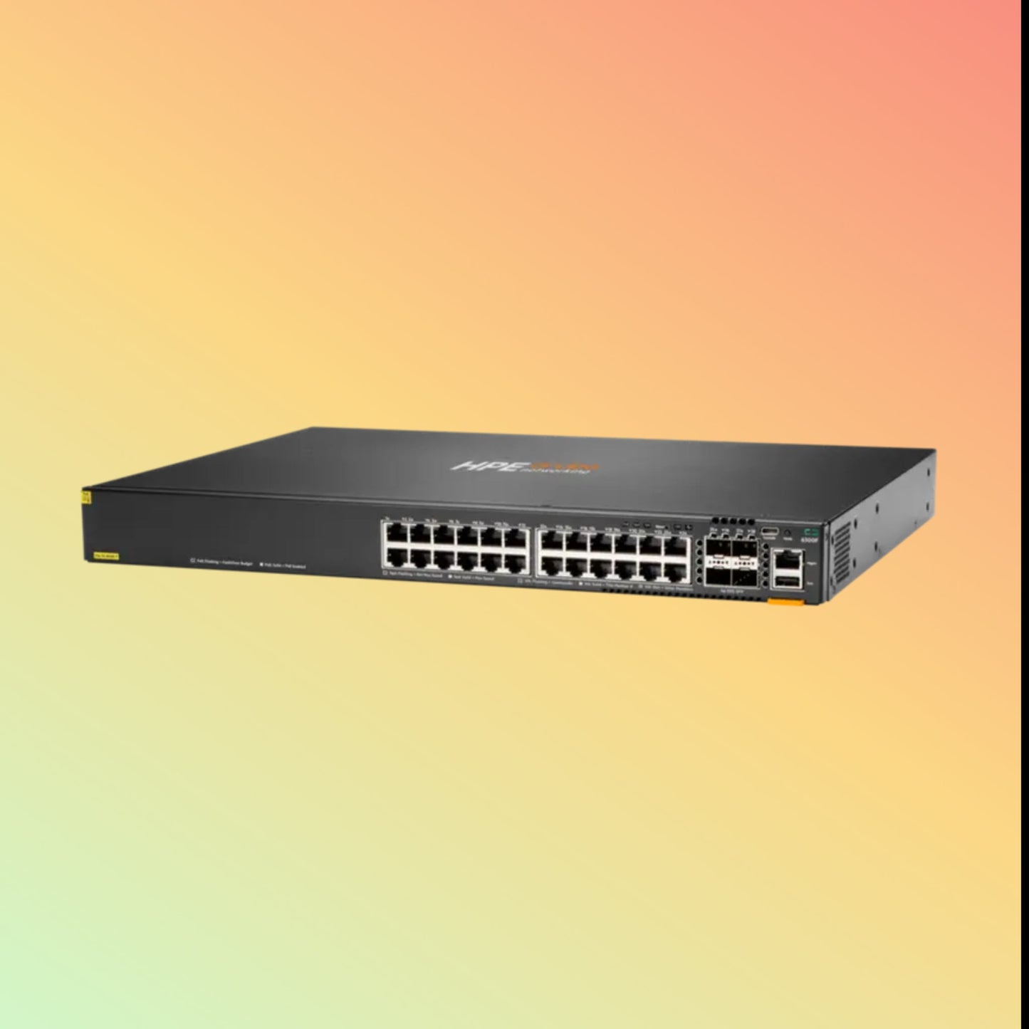 HPE Aruba CX 6300F (JL666A) Switch - 24 x Gigabit Ethernet BaseT Ports, 4 x 1G/10G/25G/50G SFP Ports, 1 x USB‑C Console, 1 x OOBM