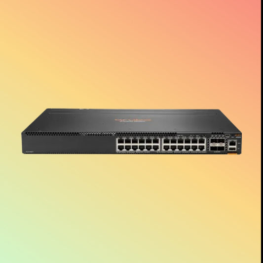 HPE Aruba CX 6300F (JL668A) Switch - 24 x Gigabit Ethernet PoE+ Ports RJ45 (30 W, 802.3at), 4 x SFP 56 50 GbE WAN
