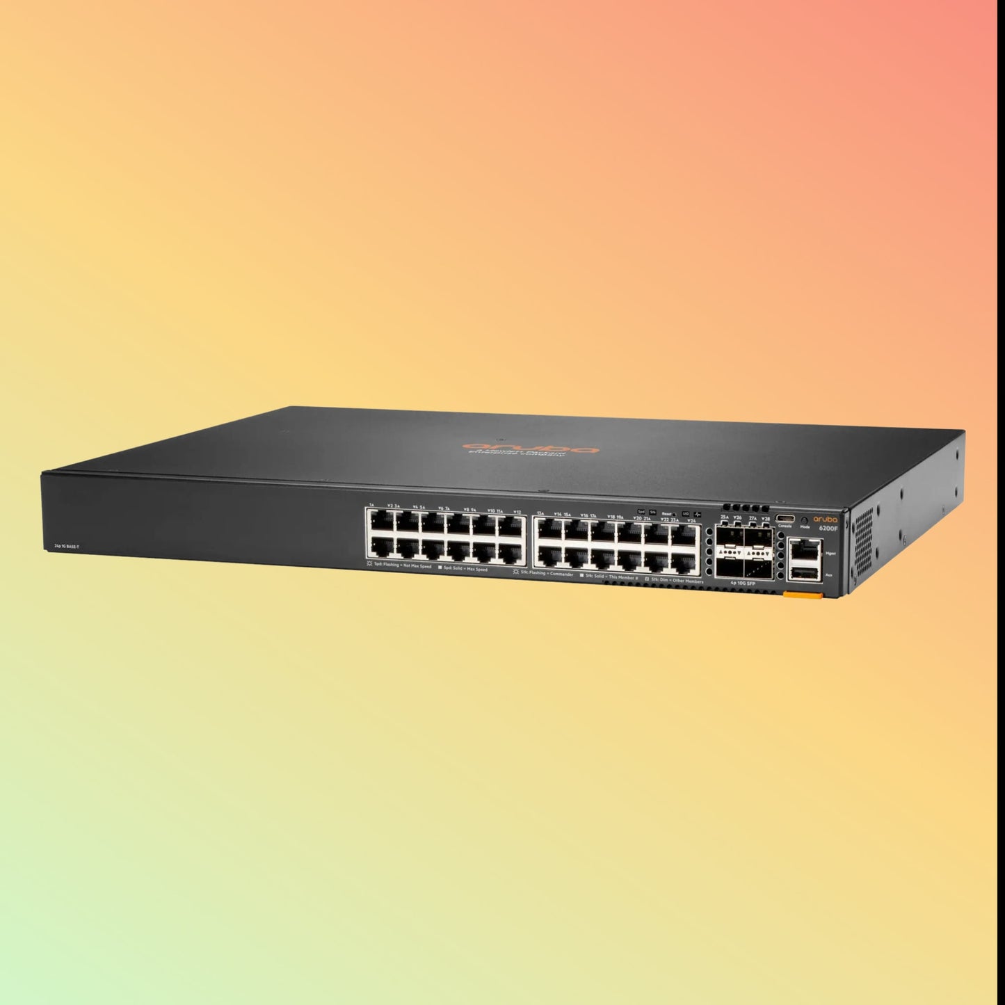 HPE Aruba CX 6200F (JL724A) Switch - 24 x Gigabit Ethernet BASE-T Ports, 4 x 1/10G SFP Ports, 1 x USB-C Console