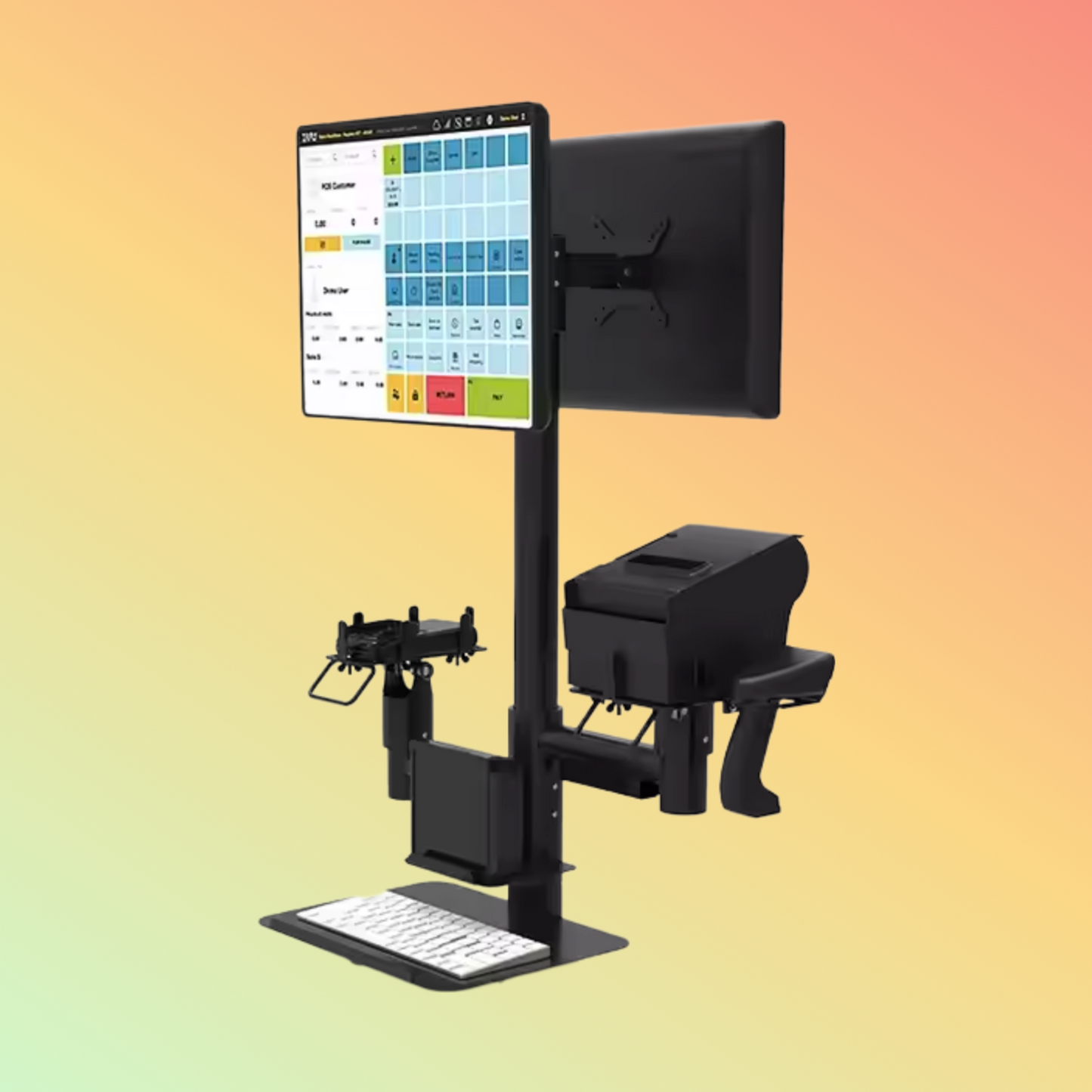 MAKEN Adjustable Pos Mounting Solutions Support Swivel Single Monitor Stand 360 Rotate Pole Pos Mounting